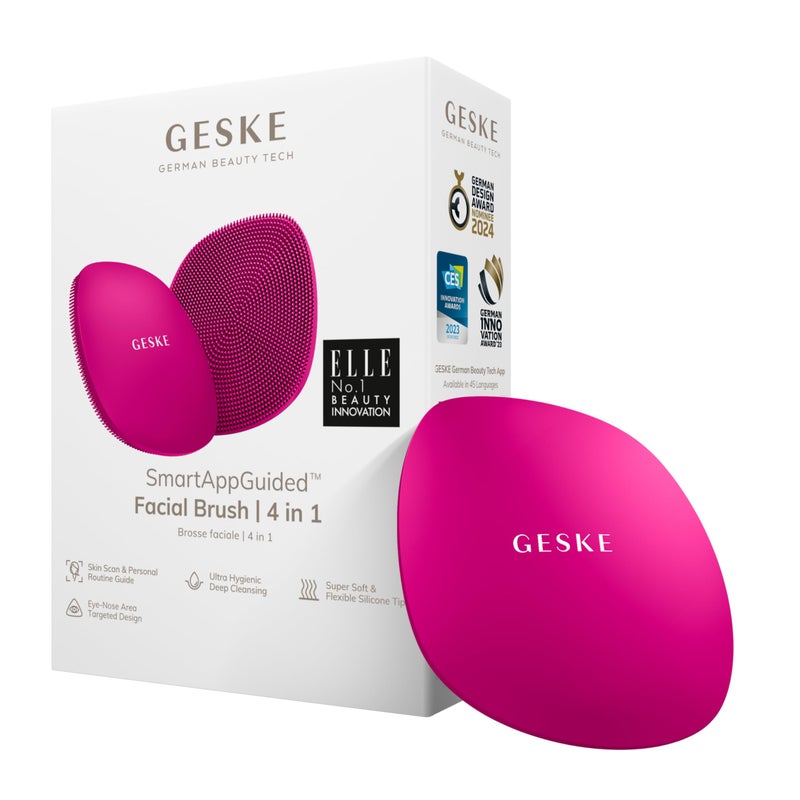 GESKE SmartAppGuidedâ„¢ Facial Brush | 4 in 1 | Professional Facial Cleansing Brush | Skin Cleansing Silicone Facial Brush | Routine Skincare | Gentle Cleansing | Facial Cleanser - Image 1