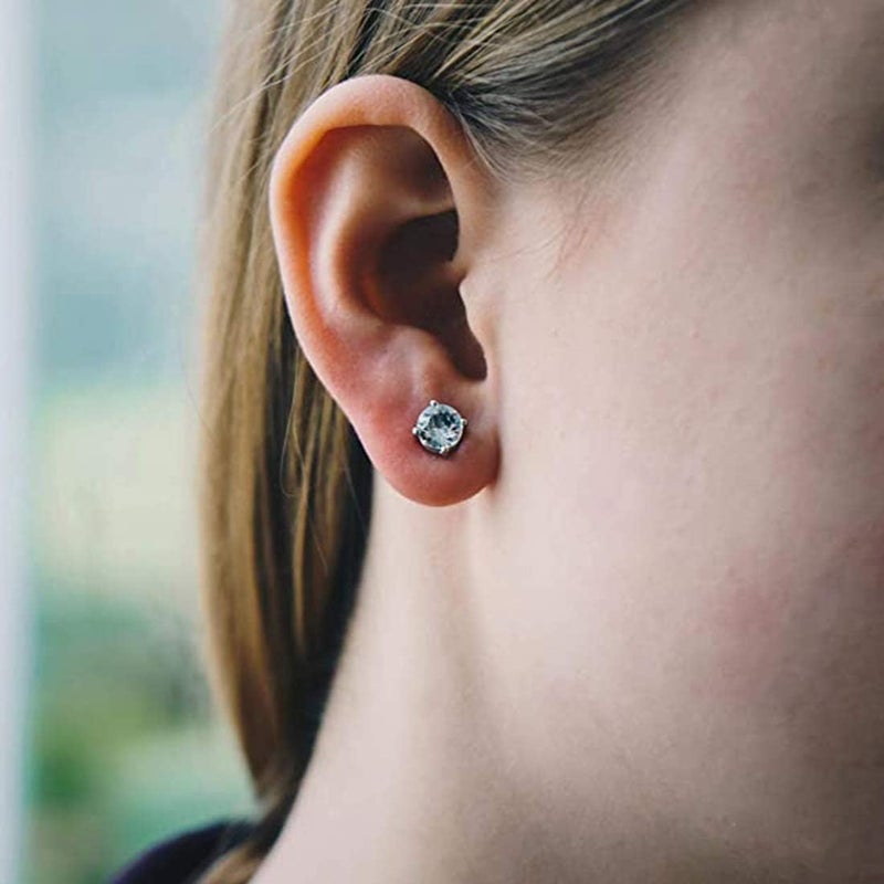 erorex Silver Round Magnetic Clip On Stud Earrings Created with Austrian Crystals Mens Womens Magnetic Cubic Zirconia Stud Earrings - Image 3