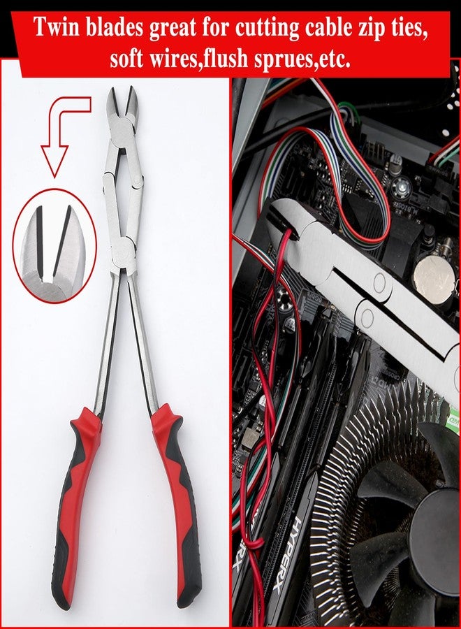 كماشة قطع الأسلاك ذات المحور المزدوج من LEONTOOL Long Reach XL، قواطع جانبية بمفصل مزدوج، كماشة قطع مركبة ذات مدى طويل للغاية، قواطع قطرية للمساحات الضيقة التي يصعب الوصول إليها - Image 4