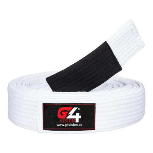G4 VISION G4 Jiu Jitsu BJJ Belts Brazilian Adult A1 A2 A3 A4 Black Brown Purple Blue White (White, A4) - Image 2