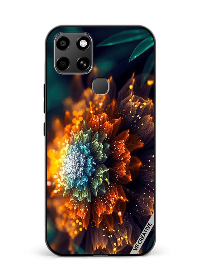 VR CREATIVE Protective Case Cover For Infinix Smart 6 Orange And Blue Glowing Factual Flower Design Multicolour - Image 1