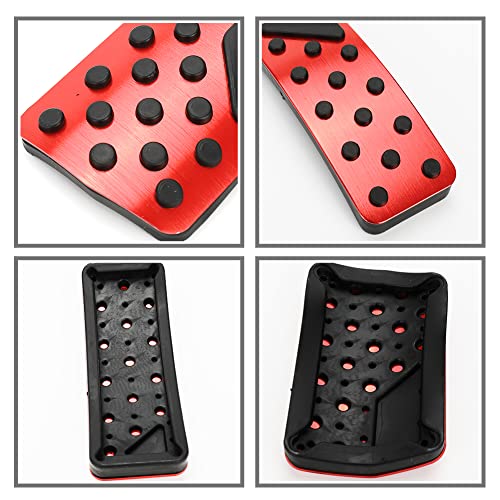 sportuli Anti-Slip Aluminum Alloy Pedal Covers Kit Replace for 2011-2021 Jeep Grand Cherokee and Dodge Durango, No Drilling Performance Brake and Accelerator Foot Pads (Red) - Image 4