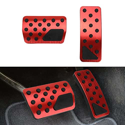 sportuli Anti-Slip Aluminum Alloy Pedal Covers Kit Replace for 2011-2021 Jeep Grand Cherokee and Dodge Durango, No Drilling Performance Brake and Accelerator Foot Pads (Red) - Image 1