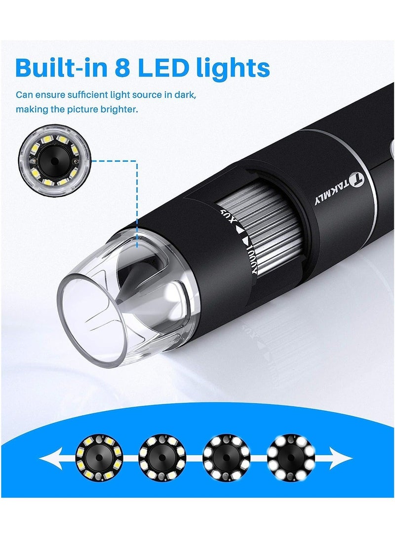 USB Microscope, Digital Handheld 50X-1000X Magnification Endoscope Mini Video Camera with 8 Adjustable LED Lights, Compatible with Windows 7/8/10/11 Mac Linux Android (with OTG) - Image 2