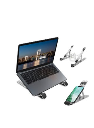 Portable Laptop Stand,  Ergonomic 7-Angle Adjustable Aluminum Alloy Foldable Laptop Stand, Compatible with 10-15.6 Inch Laptop, Tablet, Notebook, Computer, Mobile Phones (Silver) - pzsku/Z89B0F24B21E84869ABF3Z/45/_/1722095890/62b5a0a0-a2f9-439f-af35-f129466c770e