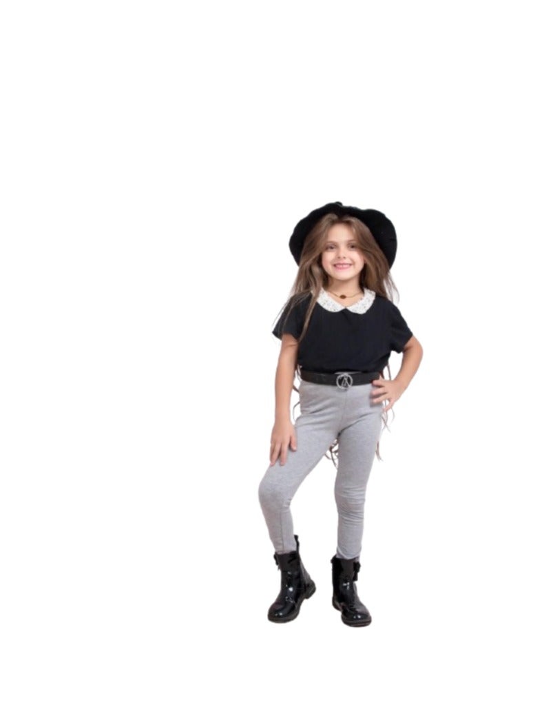 Girls' gray cotton leggings