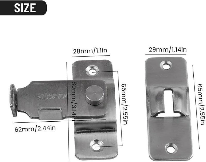 304 الفولاذ المقاوم للصدأ زاوية قائمة هوك الترباس للأمن خزانة الباب المنزلق درج - Image 5