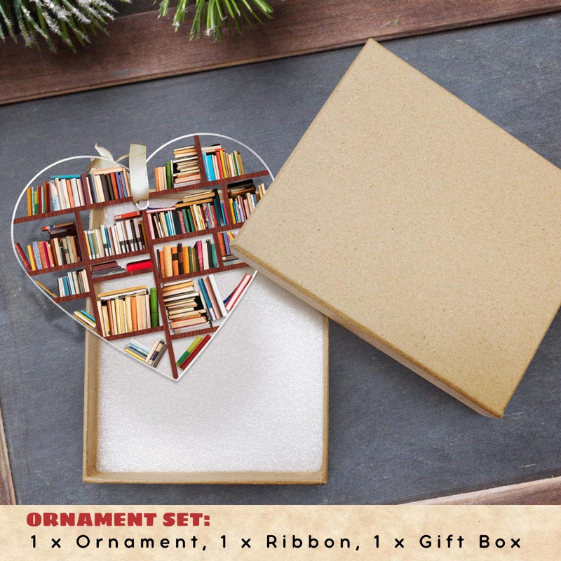TEEBIM هدايا عشاق الكتب - الحلي الكتب لمحبي أشجار عيد الميلاد عاشية عيد الميلاد الحلي - هدايا لعشاق الكتب - زخرفة الكتب عاشق زخرفة أمين المكتبة - الحلي أكريليك عيد الميلاد - Image 3