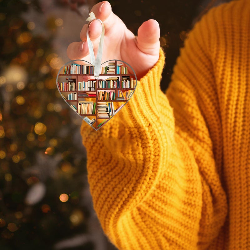 TEEBIM هدايا عشاق الكتب - الحلي الكتب لمحبي أشجار عيد الميلاد عاشية عيد الميلاد الحلي - هدايا لعشاق الكتب - زخرفة الكتب عاشق زخرفة أمين المكتبة - الحلي أكريليك عيد الميلاد - Image 4