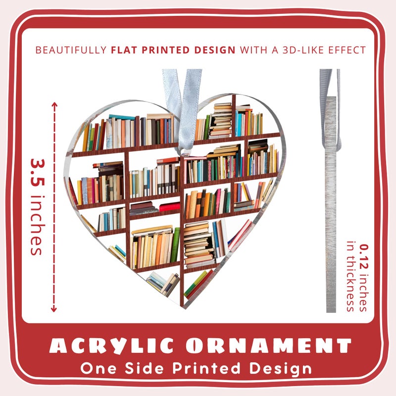 TEEBIM هدايا عشاق الكتب - الحلي الكتب لمحبي أشجار عيد الميلاد عاشية عيد الميلاد الحلي - هدايا لعشاق الكتب - زخرفة الكتب عاشق زخرفة أمين المكتبة - الحلي أكريليك عيد الميلاد - Image 2
