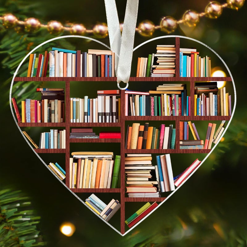TEEBIM هدايا عشاق الكتب - الحلي الكتب لمحبي أشجار عيد الميلاد عاشية عيد الميلاد الحلي - هدايا لعشاق الكتب - زخرفة الكتب عاشق زخرفة أمين المكتبة - الحلي أكريليك عيد الميلاد - Image 1