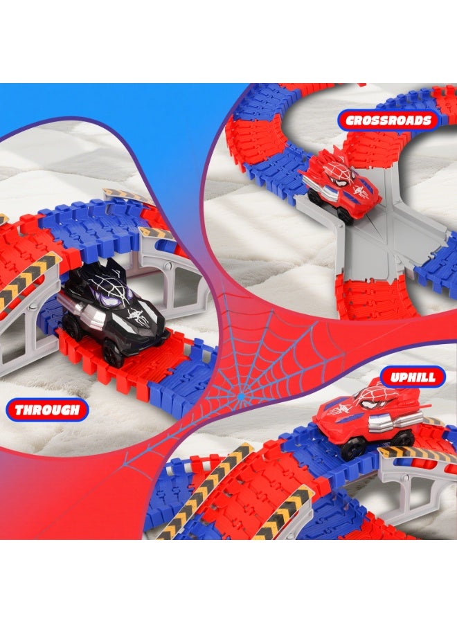 RAKAY Tracks Race Car Set, 180 Track Pieces, 2 Toy Cars, DIY Building Track Set with Accessories,Gifts for Kids - Image 5