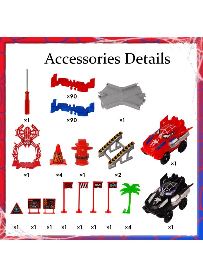 RAKAY Tracks Race Car Set, 180 Track Pieces, 2 Toy Cars, DIY Building Track Set with Accessories,Gifts for Kids - Image 3