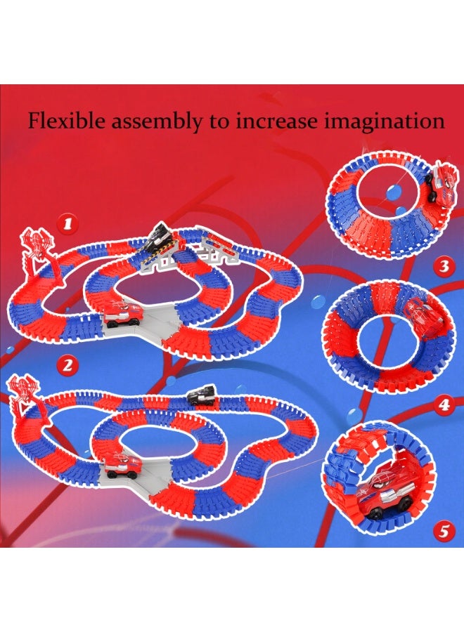RAKAY Tracks Race Car Set, 180 Track Pieces, 2 Toy Cars, DIY Building Track Set with Accessories,Gifts for Kids - Image 4
