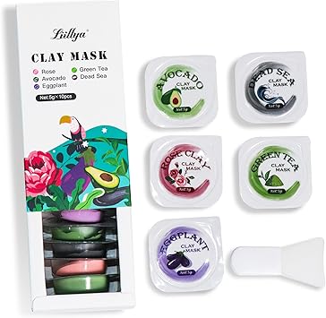 Liillya 10 pcs Mud Facial Mask Dead Sea Mud Mask Green Tea Clay Mask Deep Cleansing Blackheads Removal Oil Control Pore Tightening All Skin Types Facial Skin Care Sets for Women Men - Image 1