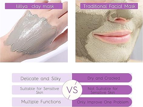 Liillya 10 pcs Mud Facial Mask Dead Sea Mud Mask Green Tea Clay Mask Deep Cleansing Blackheads Removal Oil Control Pore Tightening All Skin Types Facial Skin Care Sets for Women Men - Image 4