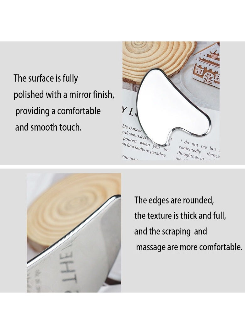 Loquat Stainless Steel Gua Sha Facial Tools, Face Metal Gua Sha Tighten Skin Massage Guasha Scraping Beauty Tool for Body Eyes Neck Skin Massager - Image 4