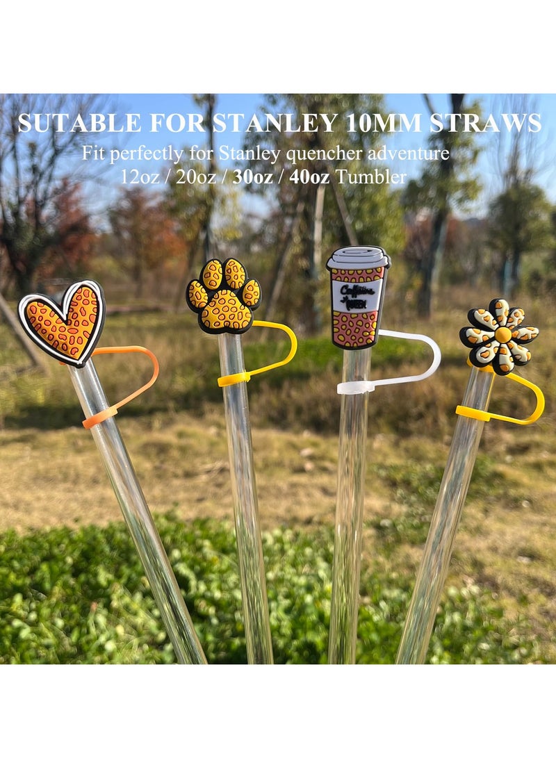 RTYY 10mm Straw Toppers for Stanley Cup, Leopard Straw Covers Silicone Straw Covers Cap Reusable Straw Accessories for Stanley 30oz & 40oz Tumbler  - Image 2