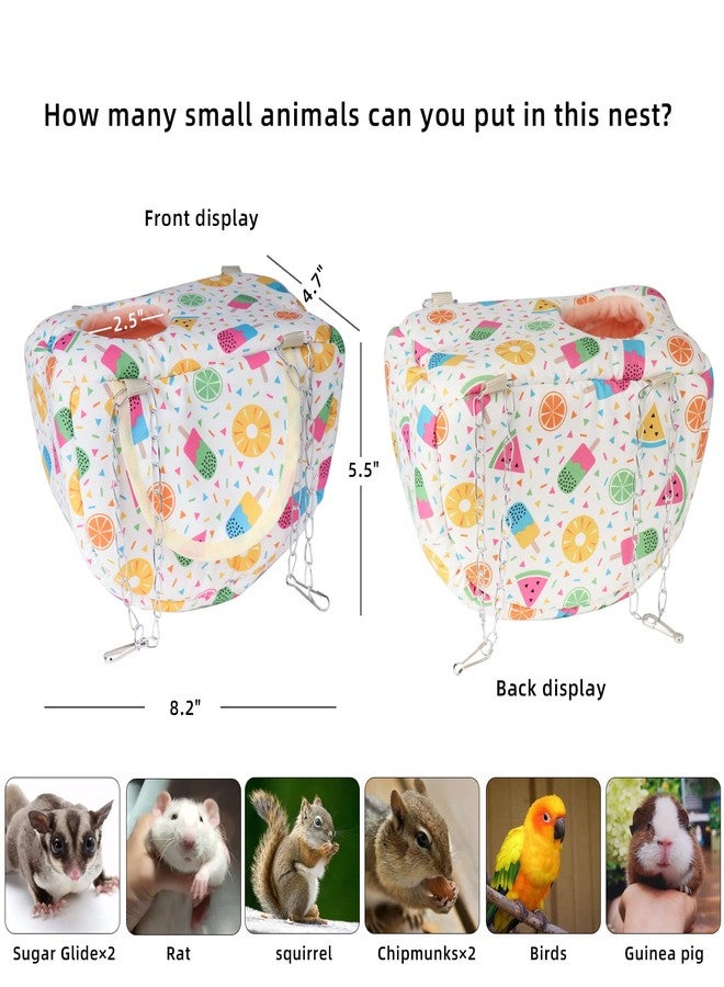 HardcorePet Sugar Glider Pouch Cage Accessories, Small Pet Cage Hammock Guinea Pig Bed Hideout, Rat Hanging Bed with Hideout for Hamster, Squirrel (Fruit White) - Image 3