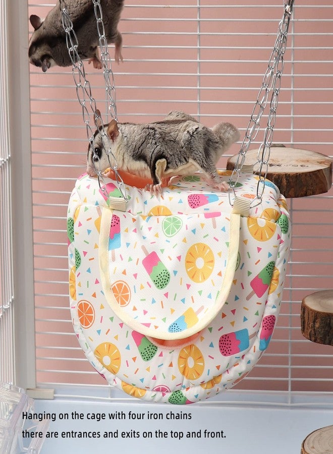 HardcorePet Sugar Glider Pouch Cage Accessories, Small Pet Cage Hammock Guinea Pig Bed Hideout, Rat Hanging Bed with Hideout for Hamster, Squirrel (Fruit White) - Image 2