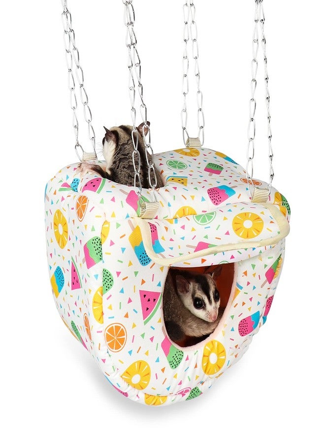 HardcorePet Sugar Glider Pouch Cage Accessories, Small Pet Cage Hammock Guinea Pig Bed Hideout, Rat Hanging Bed with Hideout for Hamster, Squirrel (Fruit White) - Image 1