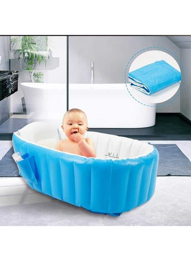 Inflatable Baby Bathtub with Comfort Cushion and Side Storage Pocket - Anti-Slip Foldable Travel Bath Tub for 0-36 Months - Image 1