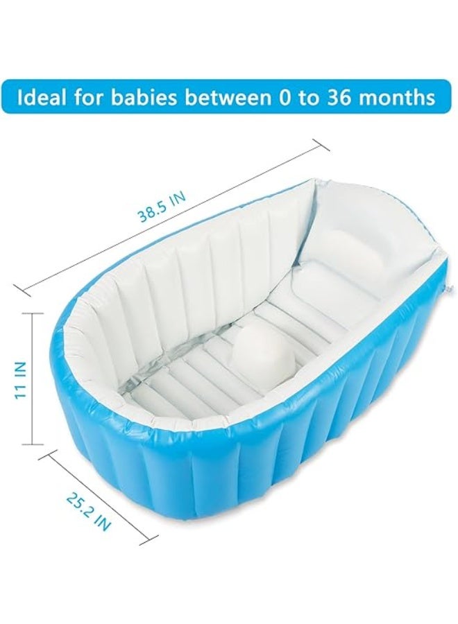 Inflatable Baby Bathtub with Comfort Cushion and Side Storage Pocket - Anti-Slip Foldable Travel Bath Tub for 0-36 Months - Image 2