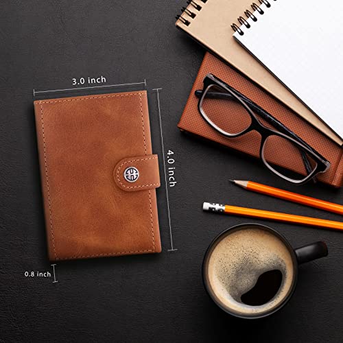 TRUSADOR Venice Men & Women Leather Trifold Wallets RFID Blocking Front Pocket Wallet (Cognac Vintage, Card Holder) - Image 5