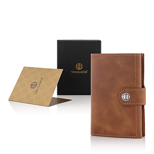 TRUSADOR Venice Men & Women Leather Trifold Wallets RFID Blocking Front Pocket Wallet (Cognac Vintage, Card Holder) - Image 4