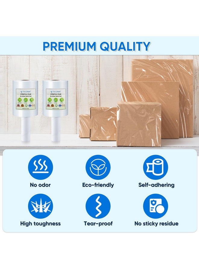 تيكون غلاف مطاطي بطول 5 بوصات بطول 1000 قدم و80 مقياسًا من البلاستيك الشفاف للقوة الصناعية مع مقابض لتغليف البليت ونقل الشحن (قطعة واحدة) - Image 2