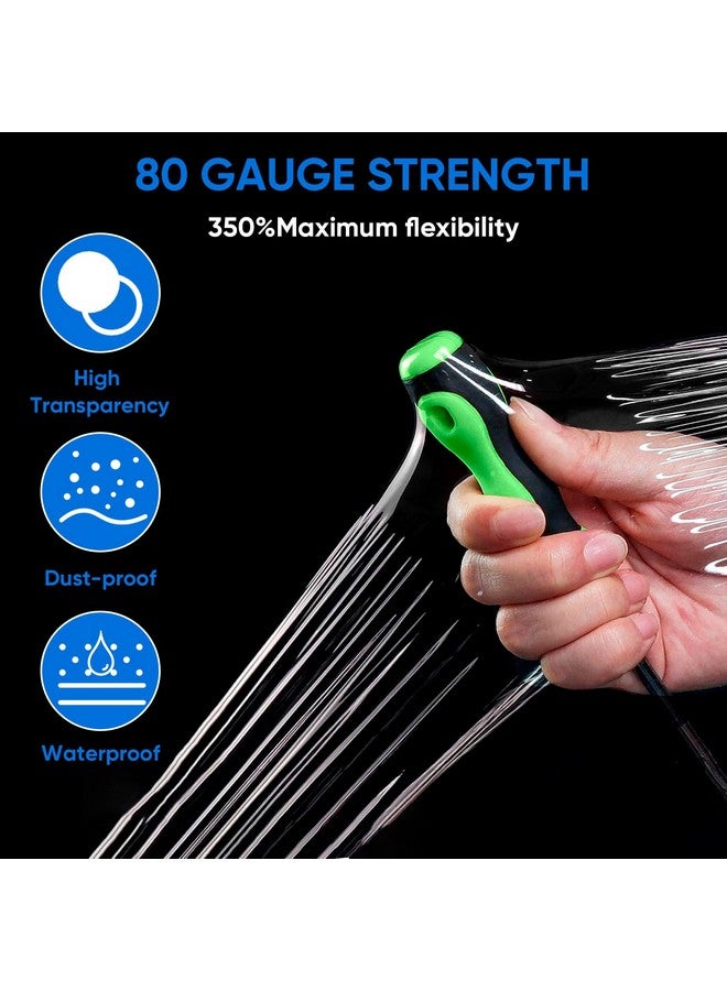 تيكون غلاف مطاطي بطول 5 بوصات بطول 1000 قدم و80 مقياسًا من البلاستيك الشفاف للقوة الصناعية مع مقابض لتغليف البليت ونقل الشحن (قطعة واحدة) - Image 5