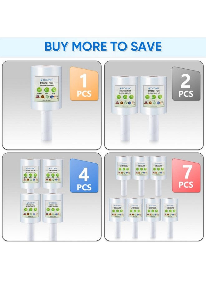 تيكون غلاف مطاطي بطول 5 بوصات بطول 1000 قدم و80 مقياسًا من البلاستيك الشفاف للقوة الصناعية مع مقابض لتغليف البليت ونقل الشحن (قطعة واحدة) - Image 3