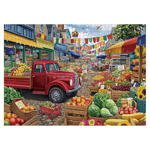 Larkipuzz Colorful Farmers Market Puzzles for Adults 1000 Pieces Unique Vegetables Fruit Truck Jigsaw Puzzle Difficult Challenging Art Puzzles - Image 5