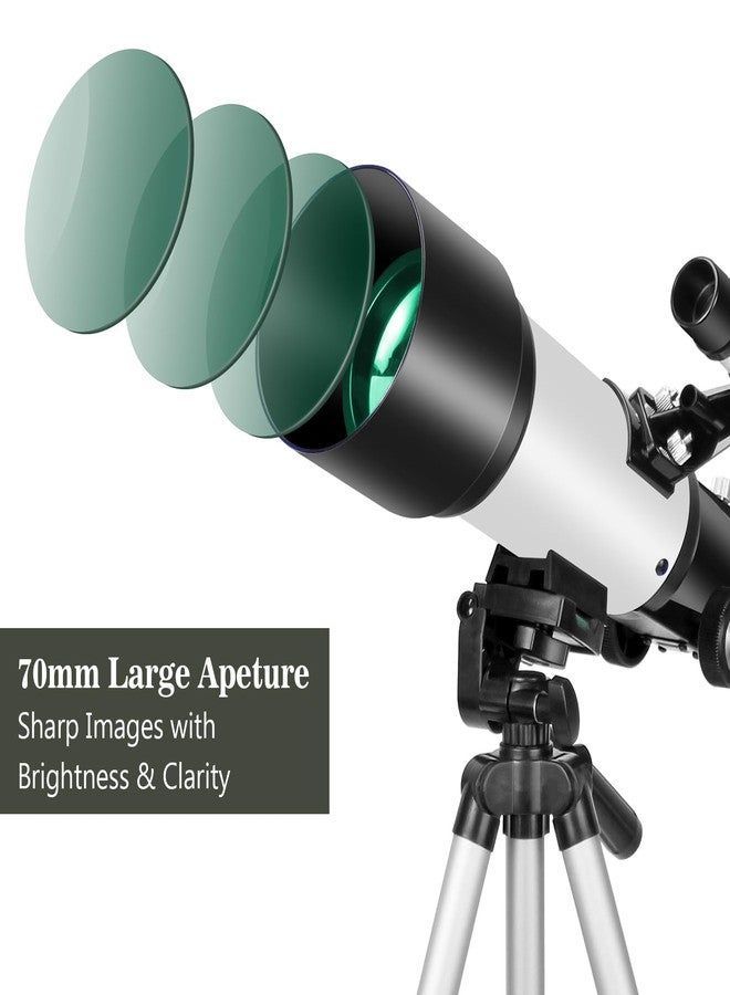 EACONN Telescopes, Telescope for Kids and Adults Beginners, 70mm Aperture 400mm Focus Length Refractor Travel Telescope with AZ Mount for Observe The Moon and Landscape - Image 2
