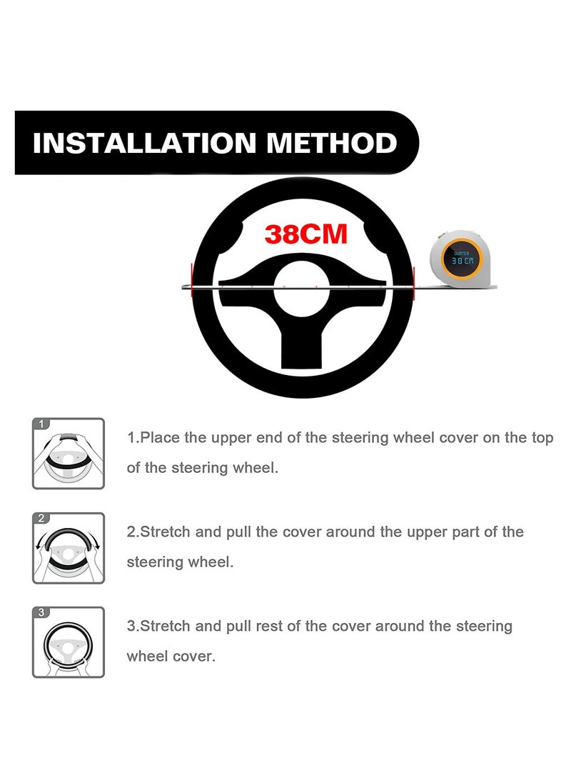 Generic Universal Elastic Steering Wheel Cover 15 Inch Microfiber Breathable Anti Slip Odorless Easy Carry for Cars Trucks and SUVs  - Image 4