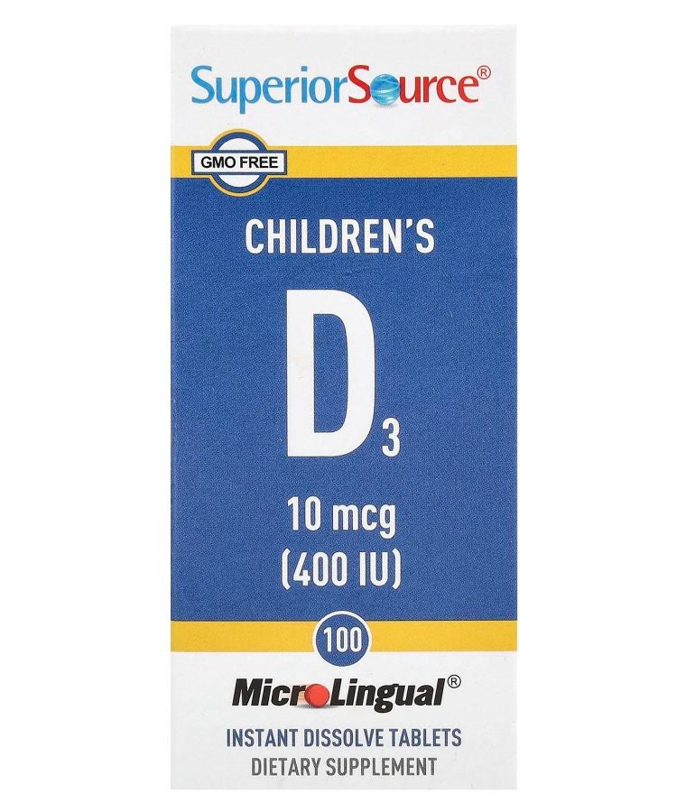 Superior Source Children's D3 10 mcg (400 IU) 100 MicroLingual® Instant Dissolve Tablets