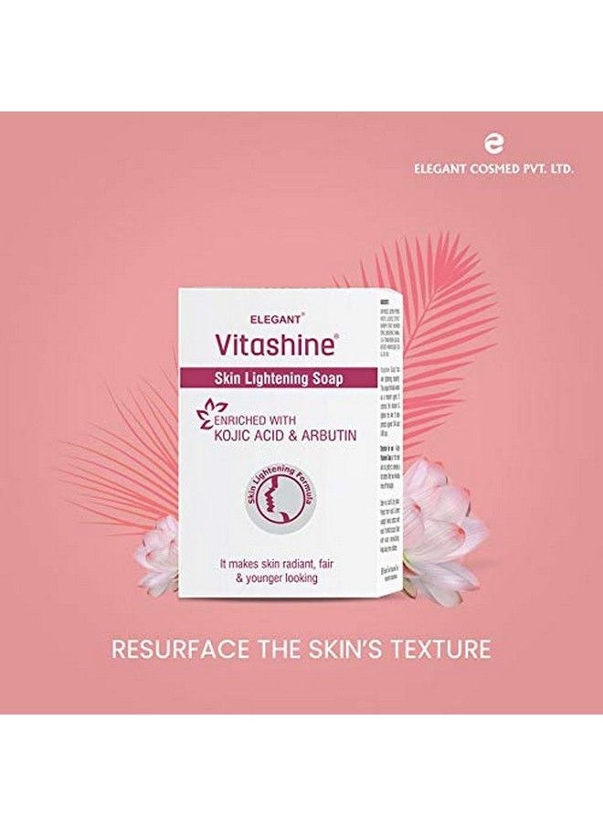 VITASHINE صابون تبييض البشرة 75 جرام؛ عبوة من 3 قطع؛ صابون حمض الكوجيك لتبييض البشرة وعلاج فرط التصبغ؛ مع مستخلصات عرق السوس والأربوتين والفيتامينات المتعددة؛ صنع في الهند  - Image 4