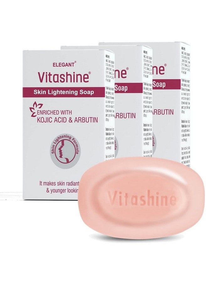 VITASHINE صابون تبييض البشرة 75 جرام؛ عبوة من 3 قطع؛ صابون حمض الكوجيك لتبييض البشرة وعلاج فرط التصبغ؛ مع مستخلصات عرق السوس والأربوتين والفيتامينات المتعددة؛ صنع في الهند  - Image 2