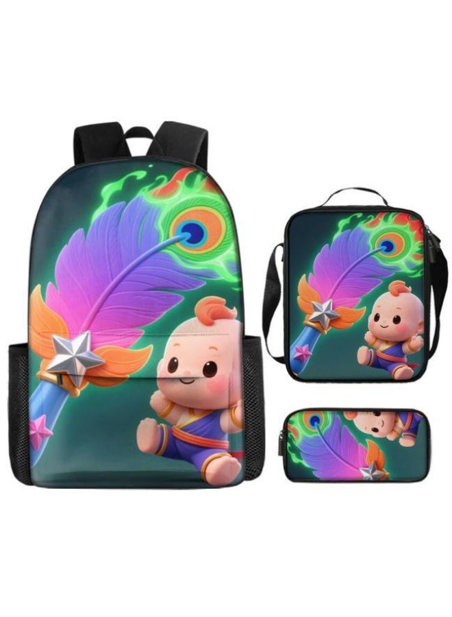 Bright Li Fire Fashion is unlimited! Cartoon bag three-piece set, suitable for a variety of scenes for students and teenagers (available for students, children, friends on outings, mountain climbing, schooling, etc.) - 9 - Image 2