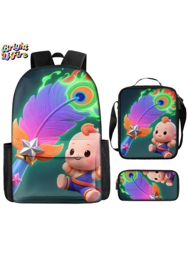 Bright Li Fire Fashion is unlimited! Cartoon bag three-piece set, suitable for a variety of scenes for students and teenagers (available for students, children, friends on outings, mountain climbing, schooling, etc.) - 9 - Image 1