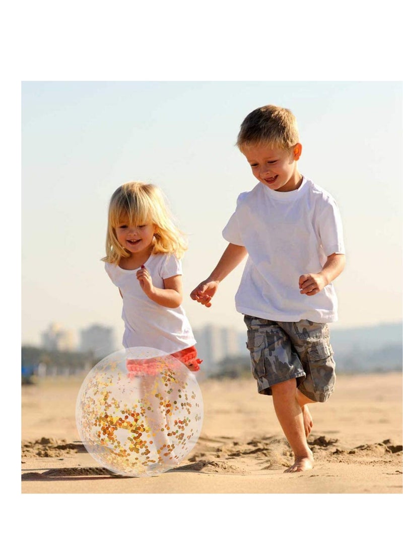 كابتن تيك Inflatable Glitter Beach Ball Confetti Beach Balls Transparent Swimming Pool Party Ball for Summer Beach Water Play Toy, Pool and Party Favor for Kids Adults 16 Inch - Image 5