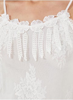 Styli Floral Applique Eyelash Lace Slip Dress  - Image 3