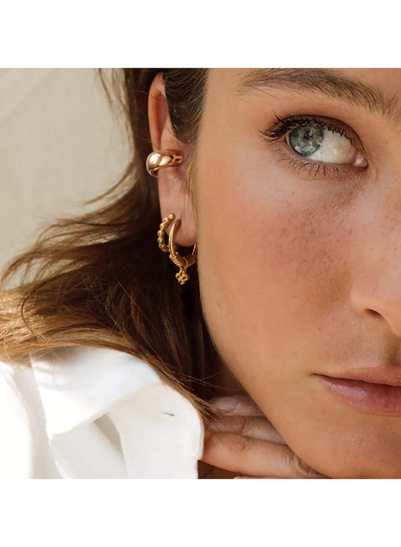 Women Huggie Earrings Gold Hoop Sleeper 14K Gold Filled Small Simple Handmade Hypoallergenic Everyday Jewelry - Image 2