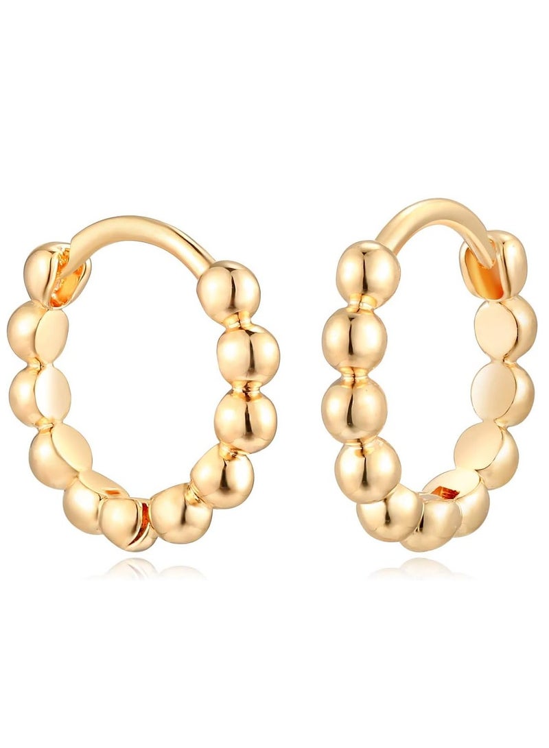 Women Huggie Earrings Gold Hoop Sleeper 14K Gold Filled Small Simple Handmade Hypoallergenic Everyday Jewelry - Image 1