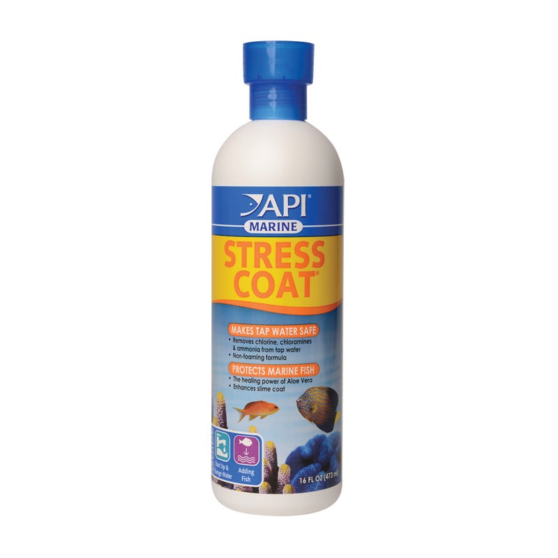 API MARINE STRESS COAT Saltwater Aquarium Water Conditioner 16-Ounce Bottle - Image 1
