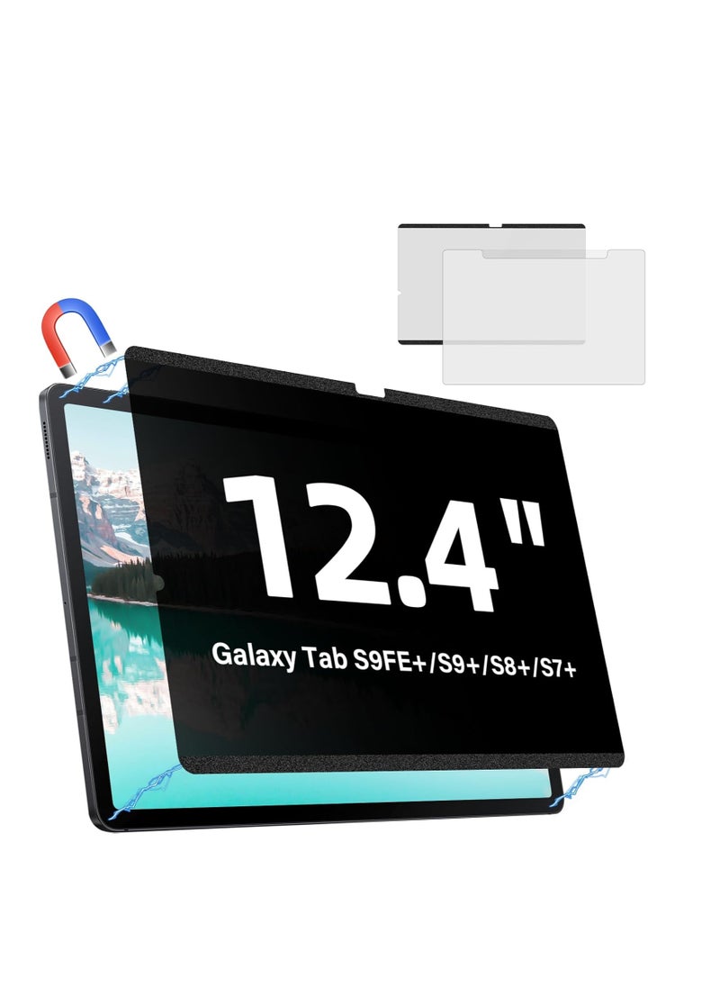 Removable Privacy Screen Protector for 12.4 inch Samsung Galaxy Tab S10 Plus 2024/ S9 Plus 2023/S7 Plus (2020) and Tab S8 Plus (2022),Tinted Magnetic Private UV Filter,Anti-Fingerprint