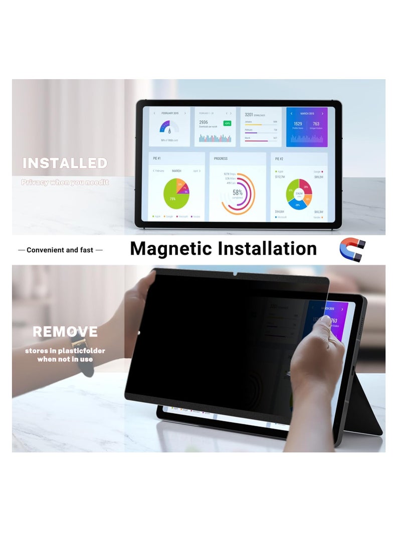 Removable Privacy Screen Protector for 12.4 inch Samsung Galaxy Tab S10 Plus 2024/ S9 Plus 2023/S7 Plus (2020) and Tab S8 Plus (2022),Tinted Magnetic Private UV Filter,Anti-Fingerprint