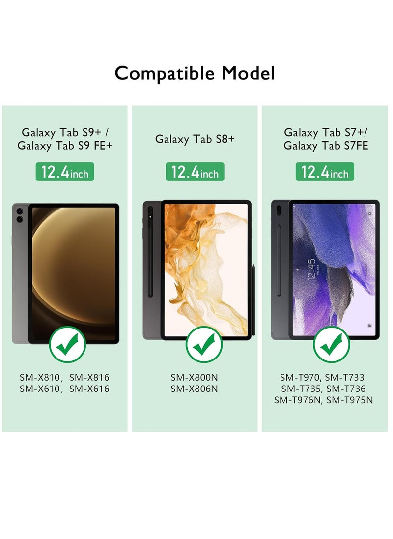 Removable Privacy Screen Protector for 12.4 inch Samsung Galaxy Tab S10 Plus 2024/ S9 Plus 2023/S7 Plus (2020) and Tab S8 Plus (2022),Tinted Magnetic Private UV Filter,Anti-Fingerprint