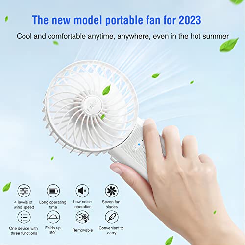 Psecici Handheld Fan, Mini Portable Personal Fan with lanyard, 4 Speeds Level 180° Foldable Design for Desk/Travel/Office/Outdoor - Image 2