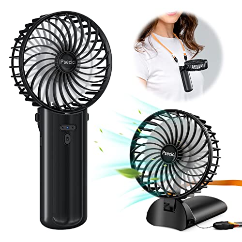Psecici Handheld Fan, Mini Portable Personal Fan with lanyard, 4 Speeds Level 180° Foldable Design for Desk/Travel/Office/Outdoor - Image 1